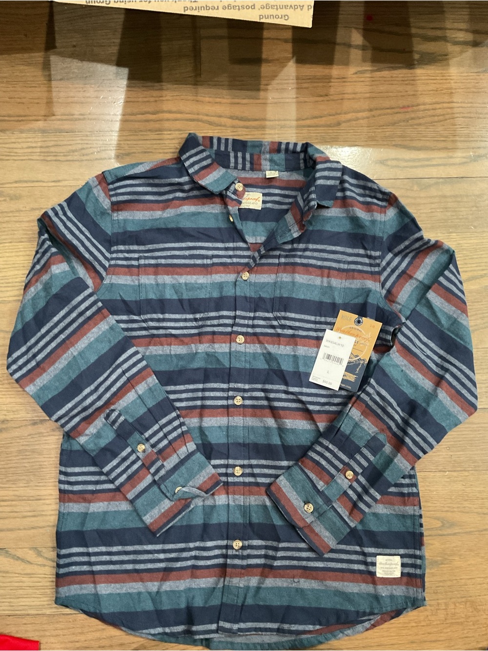Weatherproof Boys Blue Striped Button-Down Shirt Size L NWT